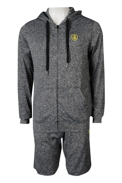 WTV172 Custom Sport Suit Men's Shorts Jacket with Hat Coarse Hat Rope Rubber Band Pant Head Sport Pant Manufacturer front view